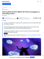 Solana Price Above $200 Faces Profit-Taking Risk