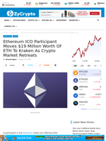 Ethereum ICO Participant Moves $19 Million Worth Of ETH To Kraken As Crypto Market Retreats ⋆ ZyCrypto