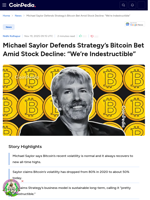 Michael Saylor Defends Strategy’s Bitcoin Bet Amid Stock Decline: “We're Indestructible”