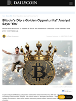 Bitcoin’s Dip a Golden Opportunity? Analyst Says ‘Yes’ - DailyCoin