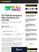 Over 70,000 BTC Distributed by Whales Amid Bitcoin's Price Crash: Data