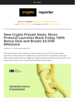 New Crypto Presale News: Mono Protocol Launches Black Friday 100% Bonus Deal and Breaks $3.55M Milestone