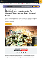 BlackRock Crypto ETFs Add To Record Quarter of Inflows