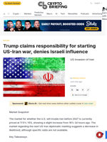 Trump claims responsibility for starting US-Iran war, denies Israeli influence