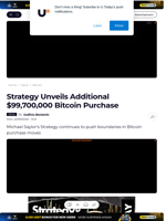 Strategy Unveils Additional $99,700,000 Bitcoin Purchase - U.Today