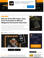 Bitcoin Gives Me Hope, Says Knut Svanholm In Bitcoin Magazine Exclusive Interview
