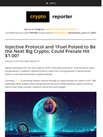 Injective Protocol and 1Fuel Poised to Be the Next Big Crypto; Could Presale Hit $1.00?