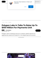 Polygon Labs In Talks To Raise Up To $100 Million For Payments Unit - U.Today
