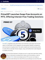 PrimeXBT Launches Swap-Free Accounts on MT5, Offering Interest-Free Trading Solutions