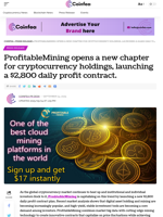 ProfitableMining opens a new chapter for cryptocurrency holdings, launching a $2,800 daily profit contract. - Coinfea