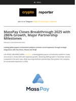 MassPay Closes Breakthrough 2025 with 286% Growth, Major Partnership Milestones