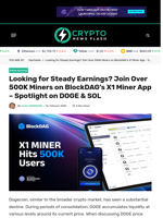 Looking for Steady Earnings? Join Over 500K Miners on BlockDAG’s X1 Miner App – Spotlight on DOGE & SOL  - Crypto News Flash