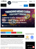 7 Meme Coins About to Go Wild—WHY, Fwog, and a Whitelist in Its Final Hours | Live Bitcoin News