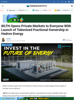 WLTH Opens Private Markets to Everyone With Launch of Tokenised Fractional Ownership in Hadron Energy