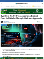 Over $6M Worth Cryptocurrencies Drained From DeFi Wallet Through Malicious Approvals - TheNewsCrypto