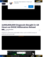 2,000,000,000 Dogecoin Bought in 48 Hours as DOGE Millionaires Reload - U.Today