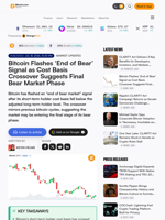 Bitcoin Flashes ‘End of Bear’ Signal as Cost Basis Crossover Suggests Final Bear Market Phase