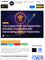 Top Crypto Picks For September Remittix, Pi Coin And XRP Dominating Analyst Watchlists | Live Bitcoin News