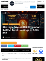 Strategy Buys 4,020 Bitcoin for $427M, Total Holdings at 580K BTC | Live Bitcoin News