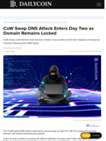 CoW Swap DNS Attack Enters Day Two as Domain Remains Locked - DailyCoin