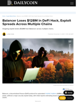 Balancer Loses $128M in DeFi Hack, Exploit Spreads Across Multiple Chains - DailyCoin