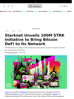 Starknet Unveils 100M STRK Initiative to Bring Bitcoin DeFi to Its Network - 