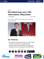 Elon Musk buys over 2.5M Tesla shares, filing shows