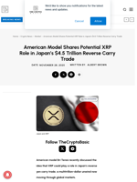 American Model Shares Potential XRP Role in Japan’s $4.5 Trillion Reverse Carry Trade
