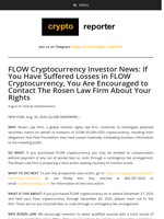 FLOW Cryptocurrency Investor News: If You Have Suffered Losses in FLOW Cryptocurrency, You Are Encouraged to Contact The Rosen Law Firm About Your Rights