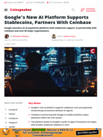 Google AI Backs Stablecoins in Coinbase-Powered Payments