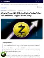 Why Is Zcash (ZEC) Price Rising Today? Can This Breakout Trigger a 40% Rally?