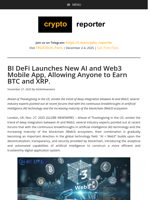 BI DeFi Launches New AI and Web3 Mobile App, Allowing Anyone to Earn BTC and XRP.