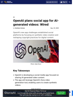 OpenAI plans social app for AI-generated videos: Wired