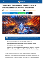 Trade War Fears Loom Over Crypto: 4 Market Movers This Week