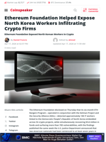 ETH Rangers Expose North Korea Workers Infiltrating Crypto Firms
