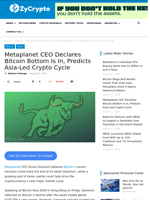 Metaplanet CEO Declares Bitcoin Bottom Is In, Predicts Asia-Led Crypto Cycle ⋆ ZyCrypto