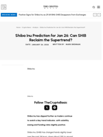 Shiba Inu Prediction for Jan 26: Can SHIB Reclaim the Supertrend?