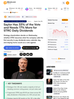 Saylor Has 33% of the Vote and Needs 17% More for STRC Daily Dividends