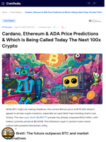 Cardano, Ethereum & ADA Price Predictions & Which Is Being Called Today The Next 100x Crypto