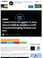 Solana Price Struggles To Stay Above $200 As Investors Shift Toward Emerging Tokens Like RTX | Live Bitcoin News