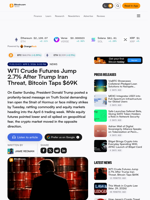 WTI Crude Futures Jump 2.7% After Trump Iran Threat, Bitcoin Taps $69K – Bitcoin News