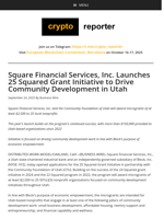 Square Financial Services, Inc. Launches 25 Squared Grant Initiative to Drive Community Development in Utah