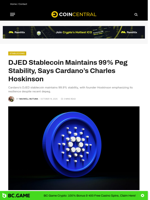 DJED Stablecoin Maintains 99% Peg Stability, Says Cardano's Charles Hoskinson - CoinCentral