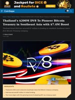 Thailand's $200M DV8 To Pioneer Bitcoin Treasury in Southeast Asia with $7.4M Boost