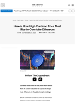 Here is How High Cardano Price Must Rise to Overtake Ethereum