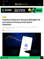 Charles Hoskinson Praises Midnight Ad as Cardano Privacy Push Gains Attention