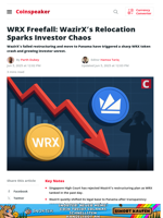 WRX Freefall: WazirX's Relocation Sparks Investor Chaos - Coinspeaker