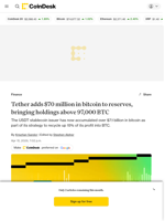 Bitcoin news: Tether keeps stacking BTC, adding $70M in tokens to stablecoin reserve