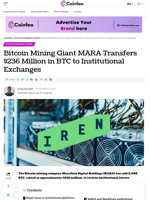 Bitcoin Mining Giant MARA $236 Million in BTC to Exchanges
