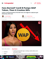 Fans Burned? Cardi B Pumps WAP Token, Then It Crashes 90% - Coinspeaker